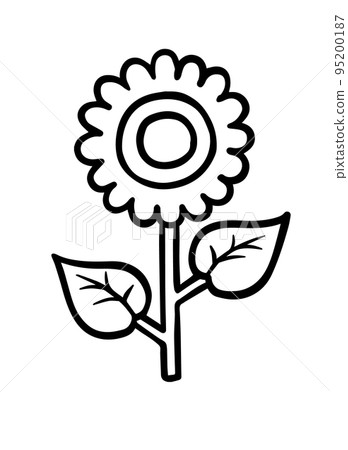 一朵向日葵，彩圖，線條畫 95200187