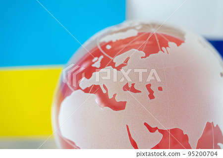 Globe, Ukrainian flag, Russian flag, Japan Globe, Ukrainian flag, Russian flag, Japan 95200704