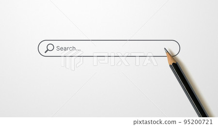 Black pencil on white background and search bar 95200721
