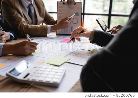 Group of fund manager analyzing big data for future investment 95200766