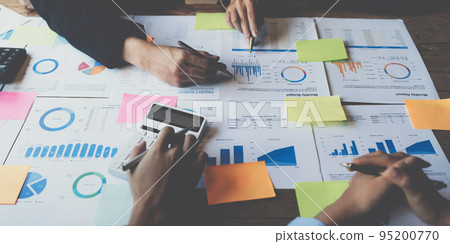 Group of fund manager analyzing big data for future investment 95200770