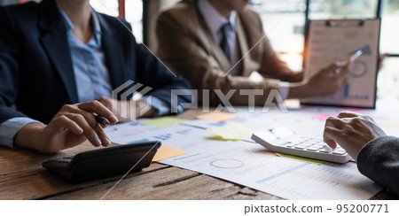 Group of fund manager analyzing big data for future investment 95200771