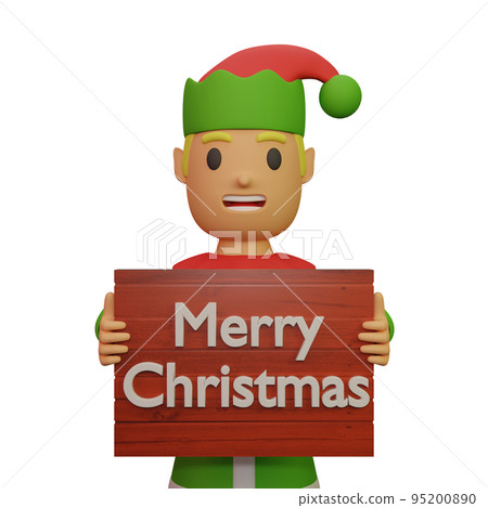 3d rendering of santa elves character with christmas and new year concept 95200890