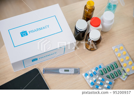 Home medicine with medicine package box free first aid kit with pills from pharmacy hospital delivery service Home medicine with medicine package box free first aid kit with pills from pharmacy hospital delivery service 95200937