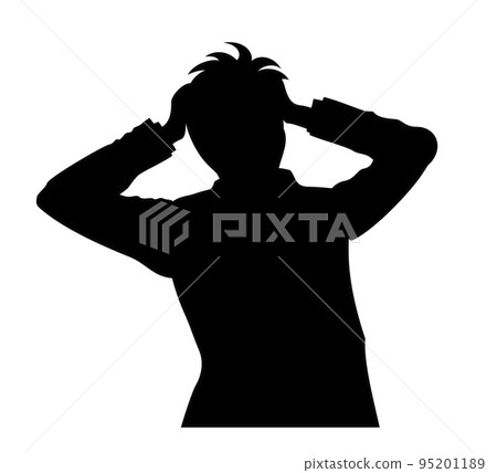 Silhouette illustration of a depressed office worker Silhouette illustration of a depressed office worker 95201189