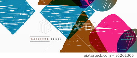 Abstract background. Hand drawn geometric shape - square, circle and triangle. Craft business concept template for wallpaper, banner, background or landing 95201306
