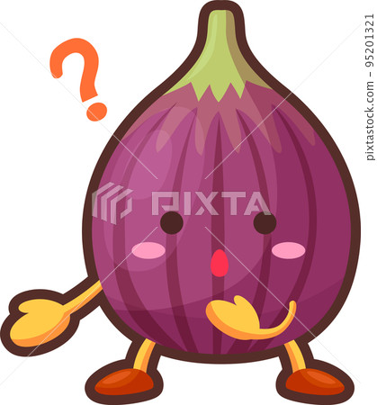 Illustration of a cute fig character with a curious face 95201321