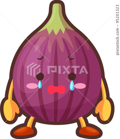 Illustration of a cute fig character crying Illustration of a cute fig character crying 95201323