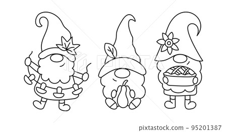 Thanksgiving gnomes. Outline vector illustration. Thanksgiving gnomes. Outline vector illustration. 95201387