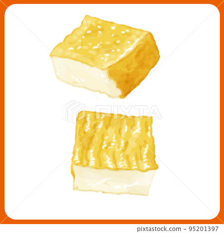 Hand-painted watercolor deep-fried tofu illustration 95201397