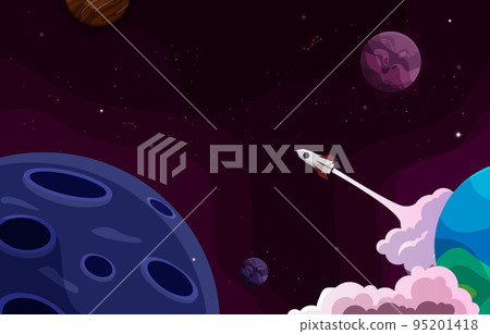 Rocket Outer Space Craft Planet Stars Adventure Background 95201418