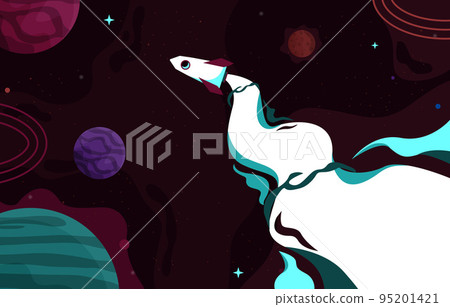 Rocket Outer Space Craft Planet Stars Adventure Illustration 95201421