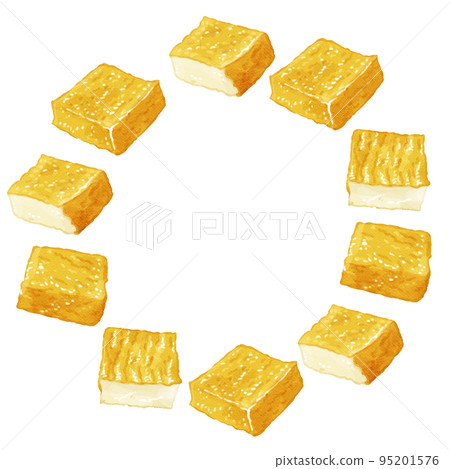 手繪水彩油炸豆腐插畫方框/圓形 手繪水彩油炸豆腐插畫方框/圓形 95201576