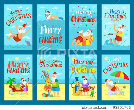 Warm and Sunny Merry Christmas on Plage Vector 95201706