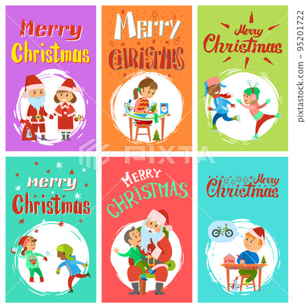 New Year Holidays Merry Christmas Postcards Set New Year Holidays Merry Christmas Postcards Set 95201722