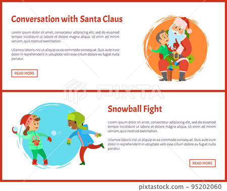 Conversation with Santa and Snowball Fights Vector 95202060
