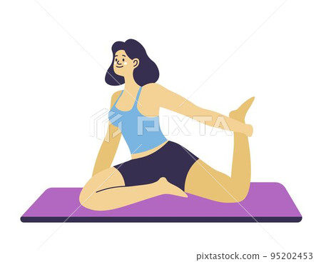 Woman stretching on mat, yoga exercises asanas Woman stretching on mat, yoga exercises asanas 95202453