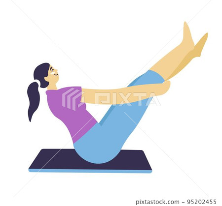 Woman doing crunches or plank, working out girl 95202455