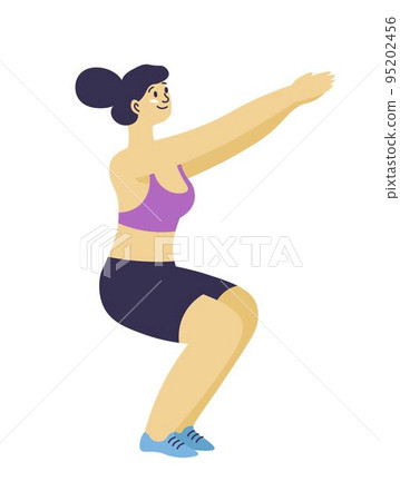 Woman working out, squats exercises for muscles 95202456