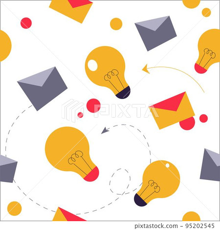 Light bulb and mail letter, job seamless pattern Light bulb and mail letter, job seamless pattern 95202545