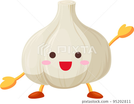舉手的可愛大蒜角色的插圖 舉手的可愛大蒜角色的插圖 95202811