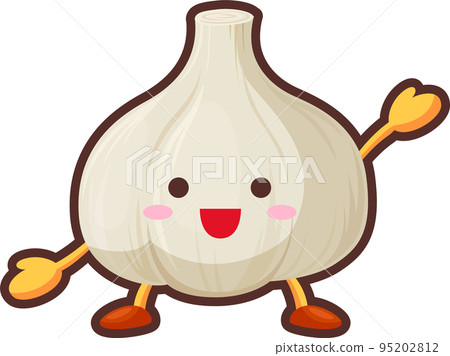 舉手的可愛大蒜角色的插圖 95202812