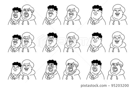 Two people with strange faces face pattern set Two people with strange faces face pattern set 95203200