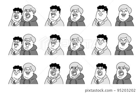 兩個有奇怪面孔的人臉模式集 95203202