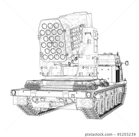 Military track missle system. Vector 95203239