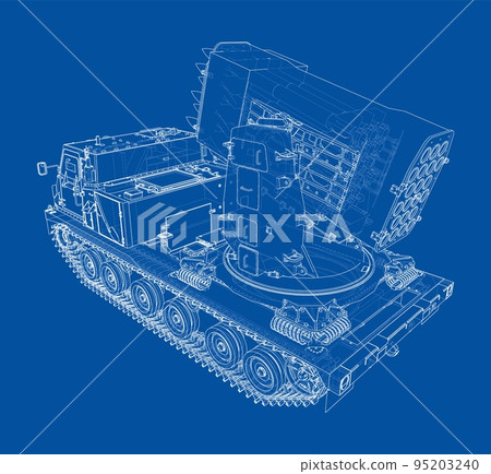 Military track missle system. Vector 95203240