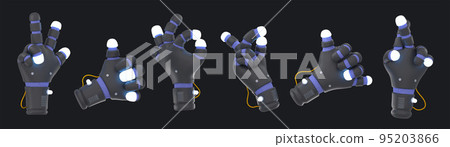 3D illustration set of robotic hand gestures 3D illustration set of robotic hand gestures 95203866