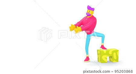 3D male character stretching out hands 3D male character stretching out hands 95203868