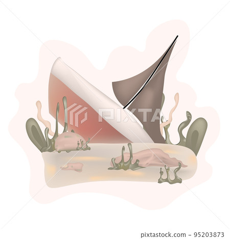 The ship is sinking.Children's illustration of a ship on a white background The ship is sinking.Children's illustration of a ship on a white background 95203873