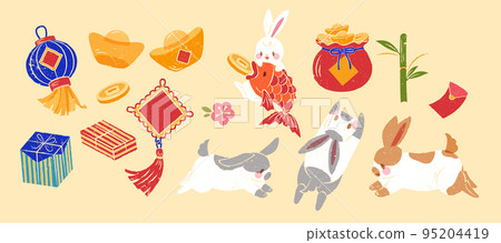 Year of the rabbit element set - Stock Illustration [95204419] - PIXTA