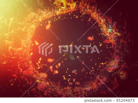 3d illustration of explosion and flying debris 3d illustration of explosion and flying debris 95204873