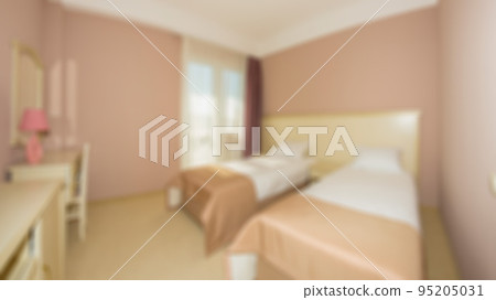 Defocused and blurred photo of luxury and modern bedroom with sea view in hotel apartment interior design. Ideal for background. Defocused and blurred photo of luxury and modern bedroom with sea view in hotel apartment interior design. Ideal for background. 95205031