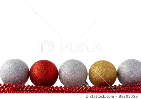 Pile of Christmas baubles isolated on white background Pile of Christmas baubles isolated on white background 95205359