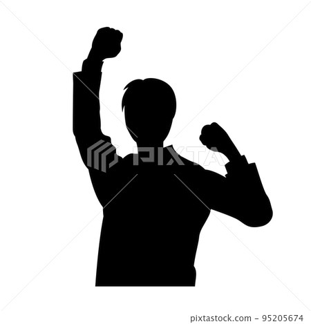 Office worker silhouette doing guts pose 95205674