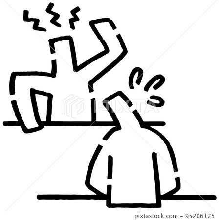 Those who complain and those who apologize. Two stick figures facing each other. Those who complain and those who apologize. Two stick figures facing each other. 95206125