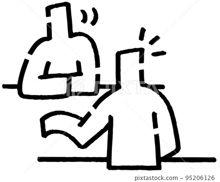 People who explain and people who are curious. Two stick figures facing each other. 95206126