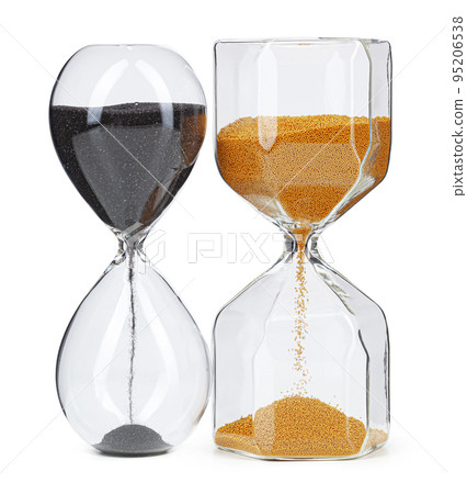 Two hourglass isolated on white background front view Two hourglass isolated on white background front view 95206538
