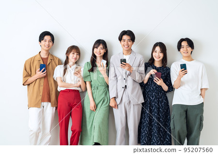 Men and women Gen Z friends college students share house living 95207560