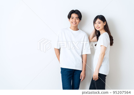 Gen Z college student female white background 95207564