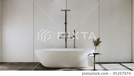 The Bath and toilet on bathroom japanese wabi sabi style .3D rendering 95207974
