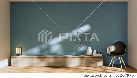 cabinet in modern zen living room on light blue wall background,3d rendering 95207979