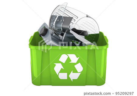 Recycling trashcan with slicing machine, 3D rendering 95209297