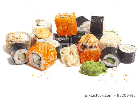 Sushi rolls japanese food isolated on white Sushi rolls japanese food isolated on white 95209485