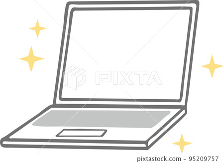 Glittering laptop, clean PC, brand new, repaired, cleaning, latest illustration material 95209757