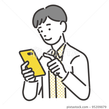 操作智能手機/預訂/商務/DX的人的矢量圖解 95209879