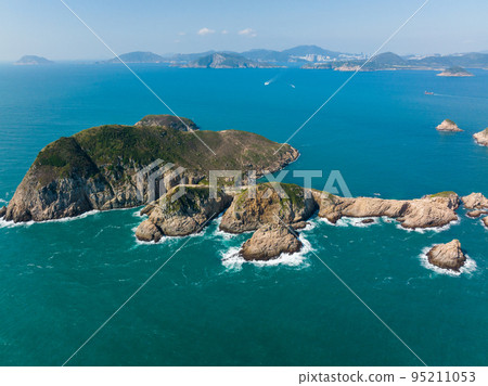 Drone fly over Hong Kong Sai Kung Landscape, ninepin island 95211053